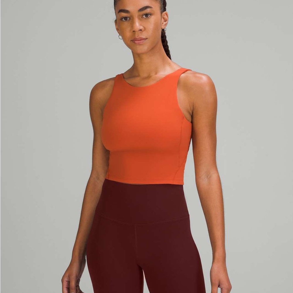 Orange high neck lululemon tank